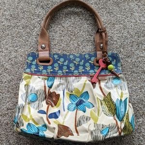 Fossil Key-Per coated canvas tote